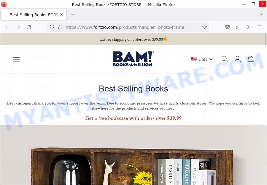 Fortzio.com fake Books-A-Million sale scam