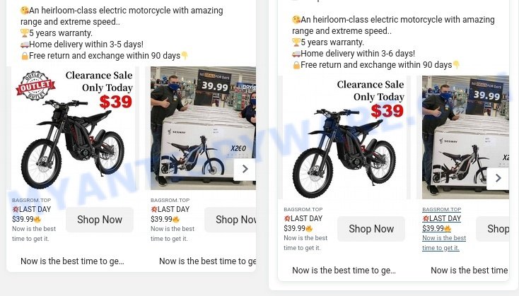 Scotroom.com Clearance Sale Dirt eBike Scam ads