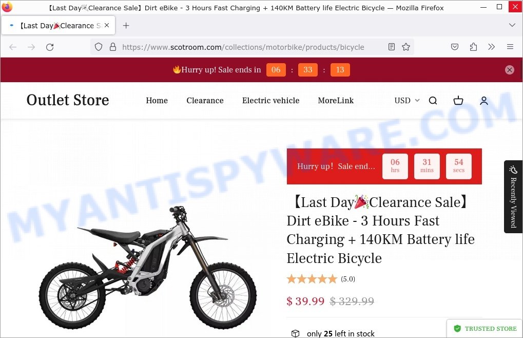 Scotroom.com Clearance Sale Dirt eBike Scam