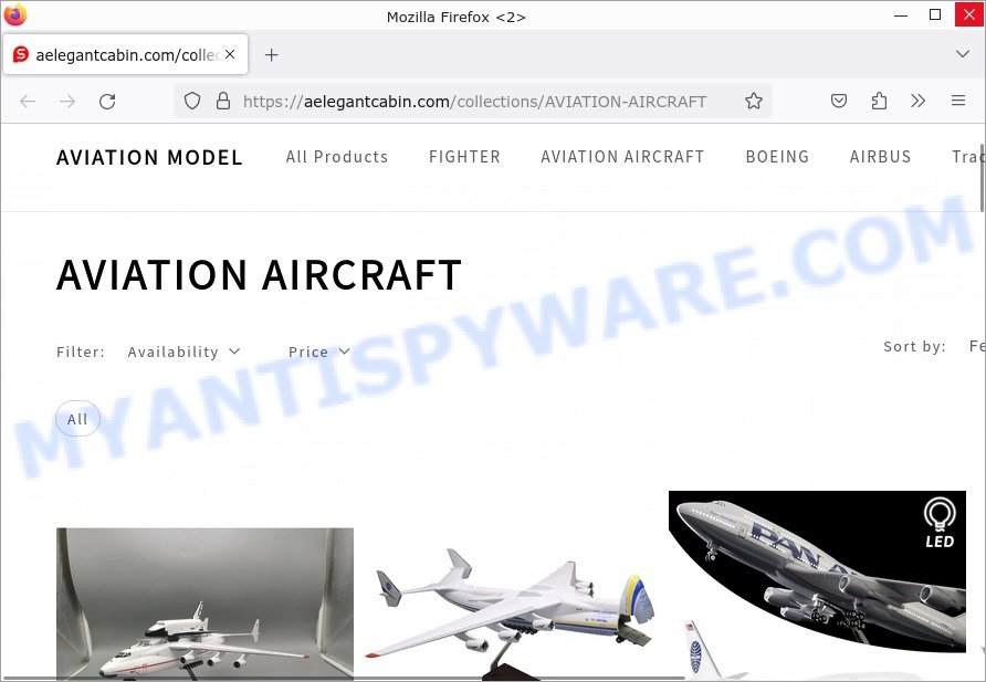 Aelegantcabin.com Aircraft model sale scam