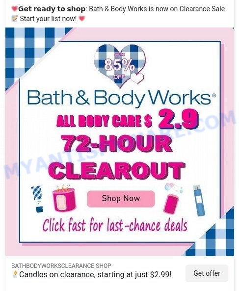 Bathbodyworksclearance.shop scam store