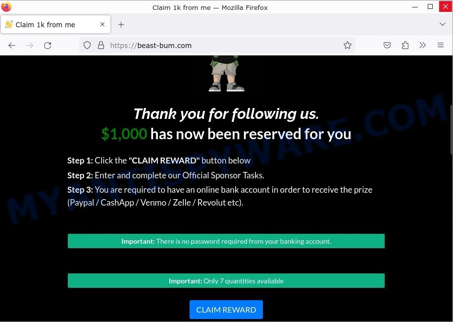 Beast-bum.com Beast 1000 giveaway scam