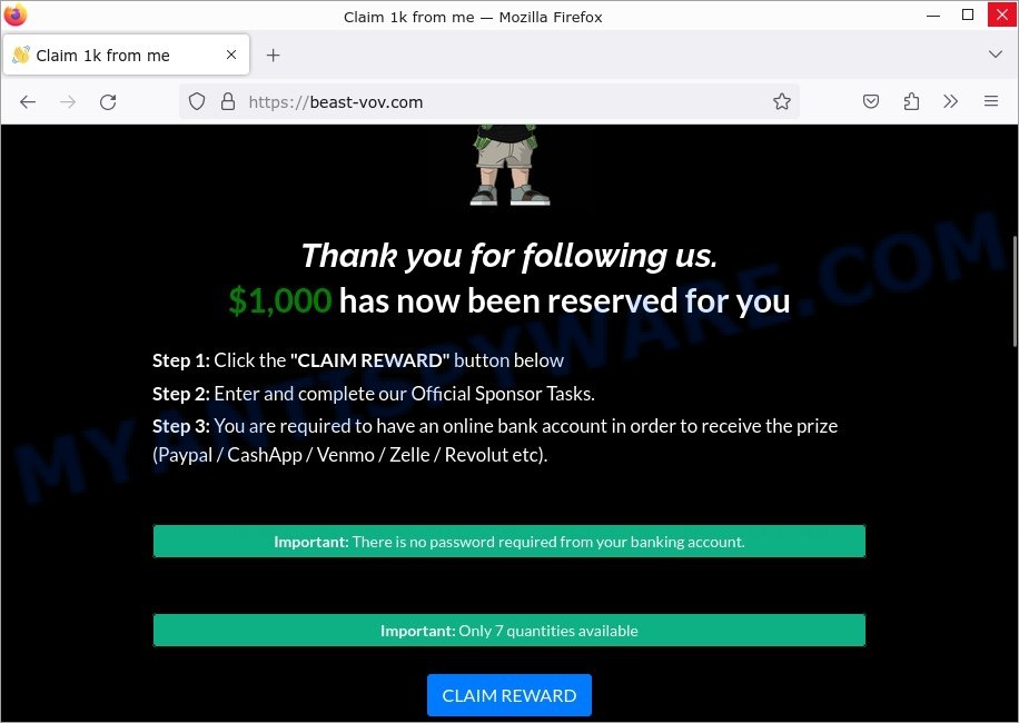 Beast-vov.com mrbeast giveaway scam