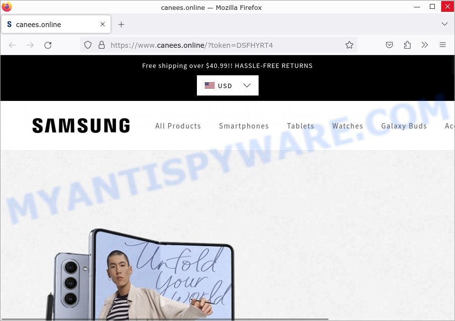 Canees.online Samsung Factory Store Christmas Bash scam