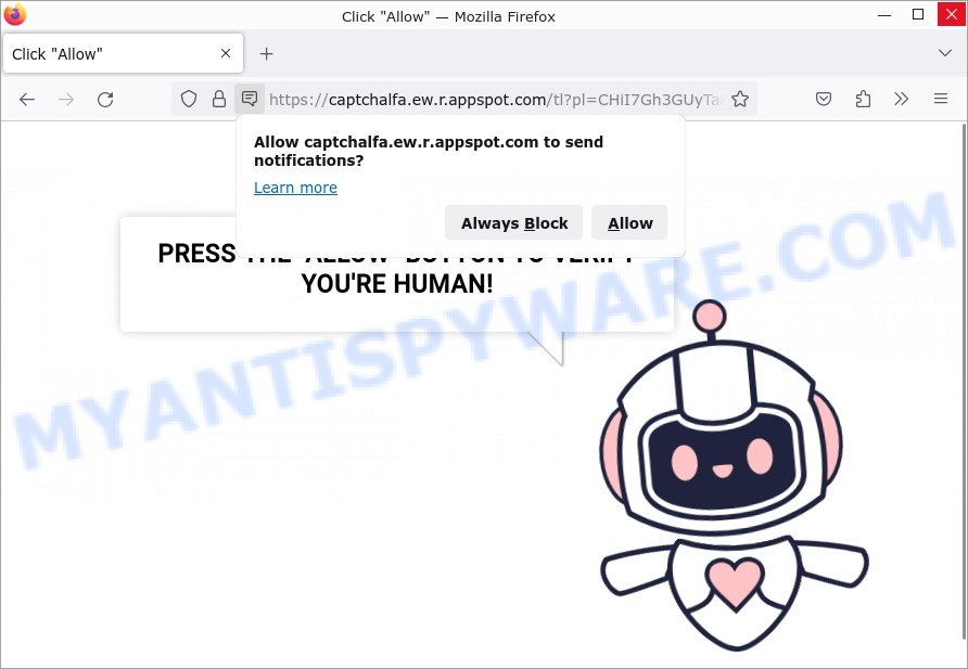 Captchalfa.ew.r.appspot.com Click Allow Scam