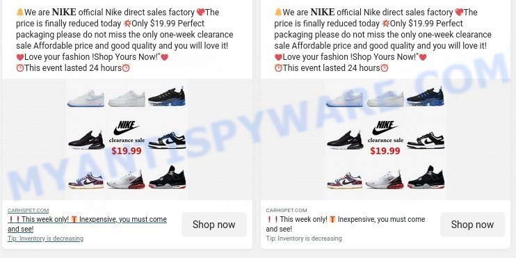 Carhspet.com NIKE clearance sale scam