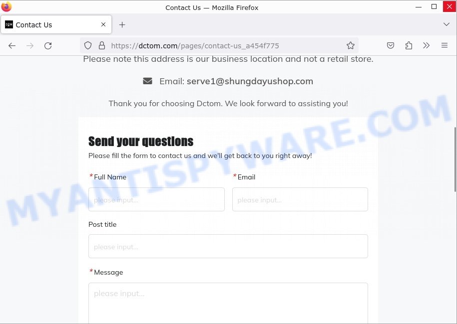Dctom.com scam store contacts
