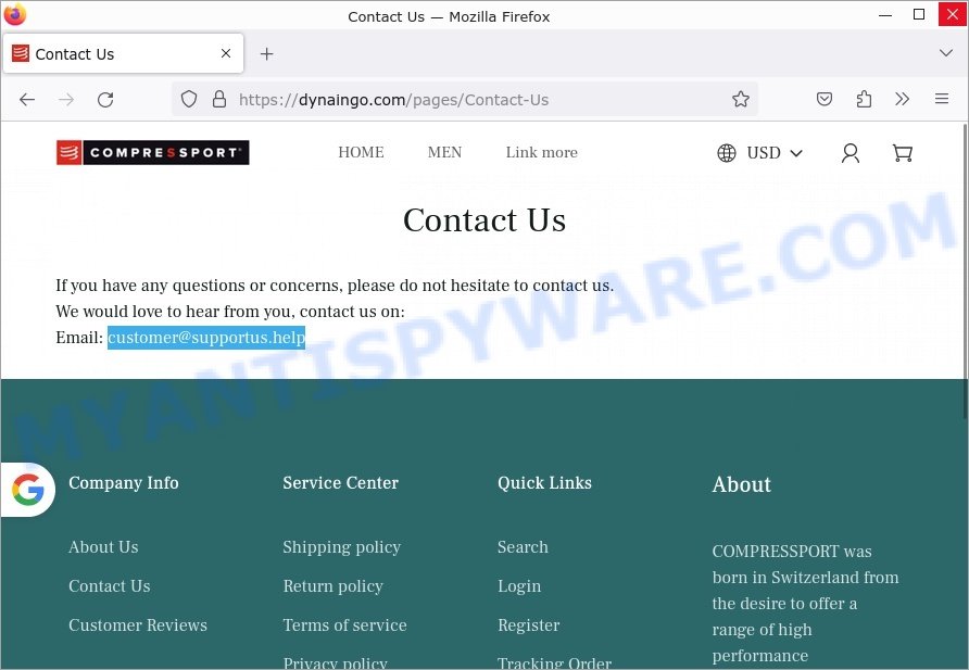 Dynaingo.com Compressport scam contacts