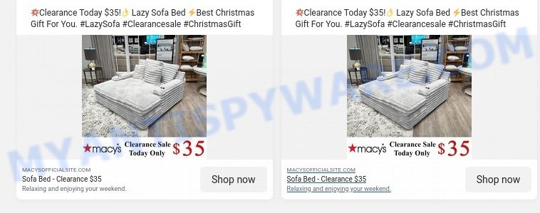 Macysofficialsite.com scam ads