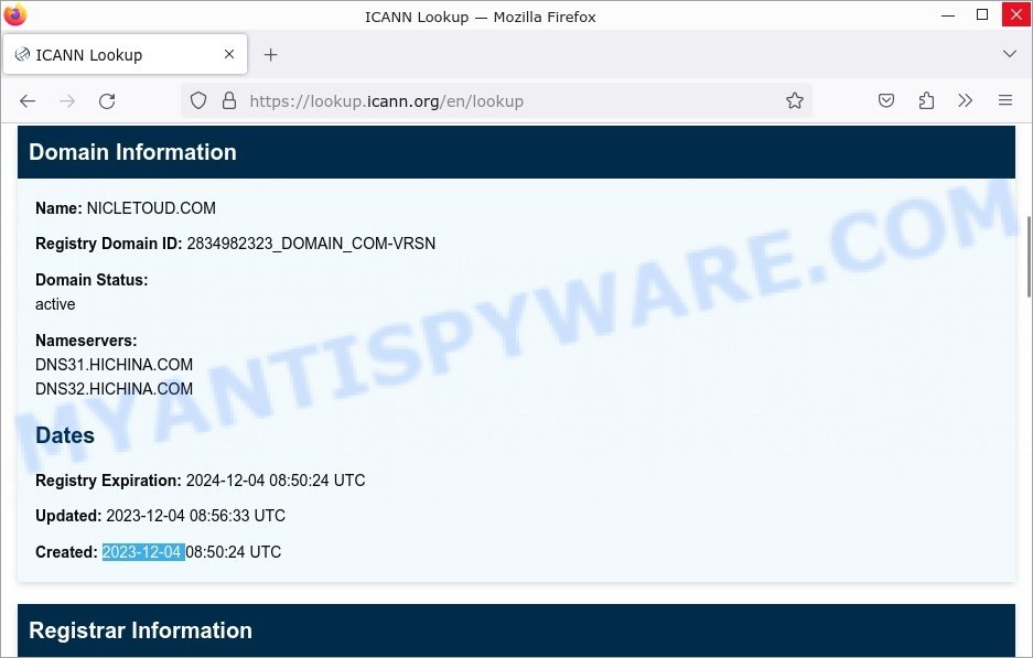 Nicletoud.com whois