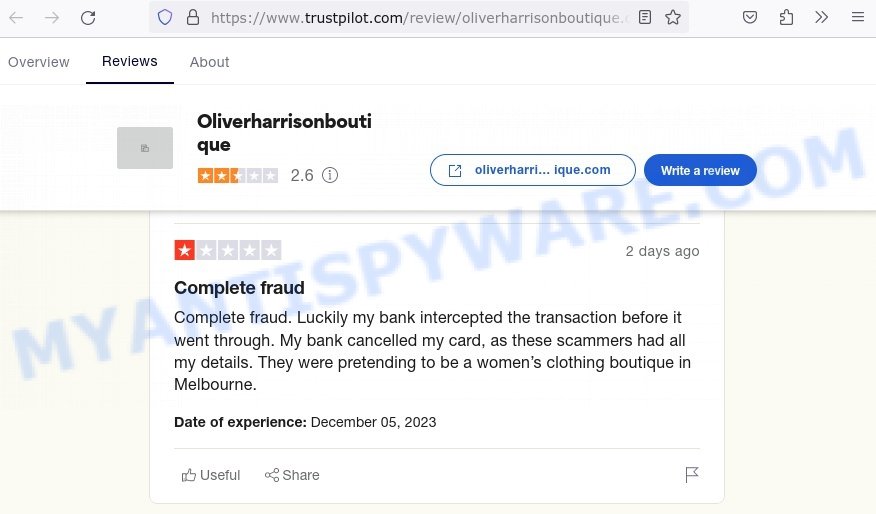 Oliverharrisonboutique.com trustpilot