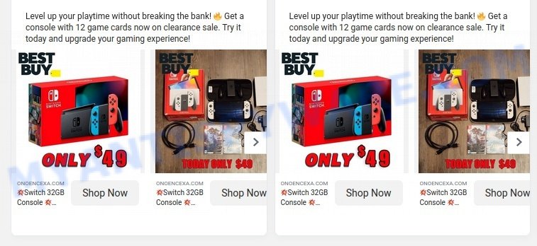 Onoencexa.com Switch 32GB Console scam ads