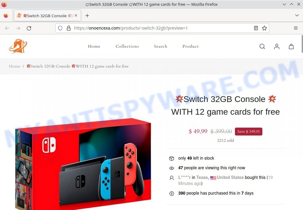 Onoencexa.com Switch 32GB Console scam