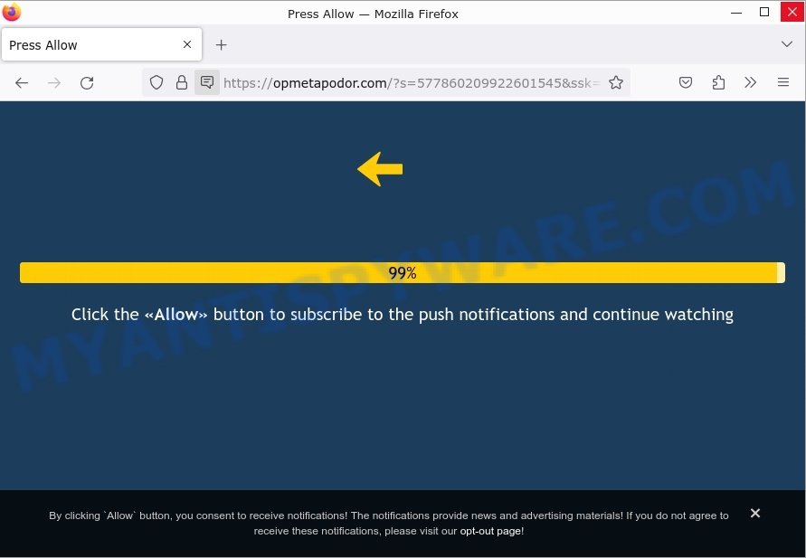 Opmetapodor.com click Allow scam