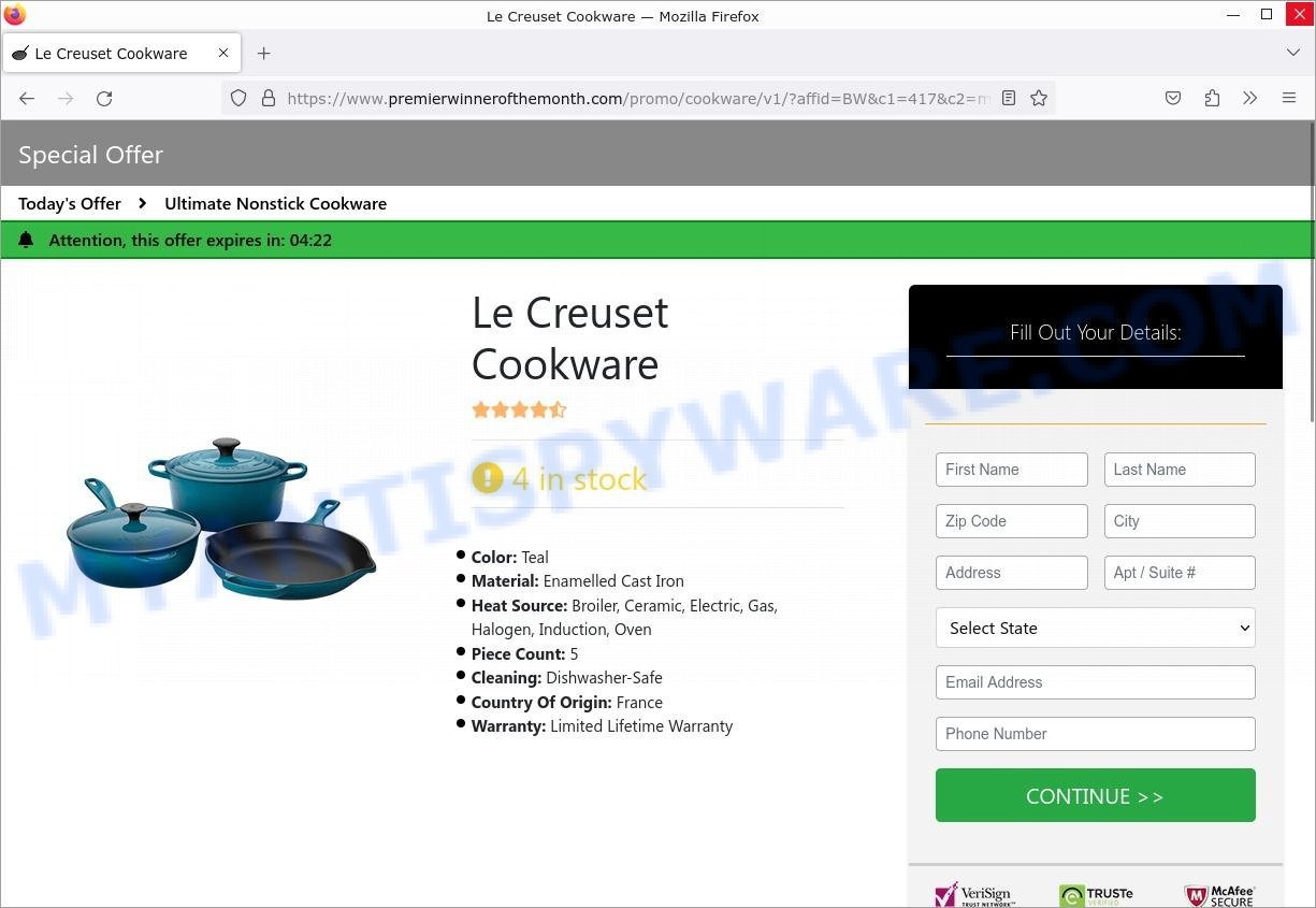 Oprah Winfrey Le Creuset Giveaway Scam personal data