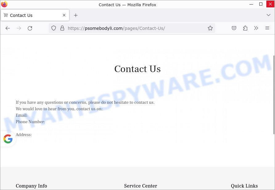 Psomebodyli.com scam contacts