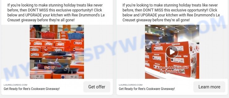 Ree Drummond Le Creuset Giveaway scam ads