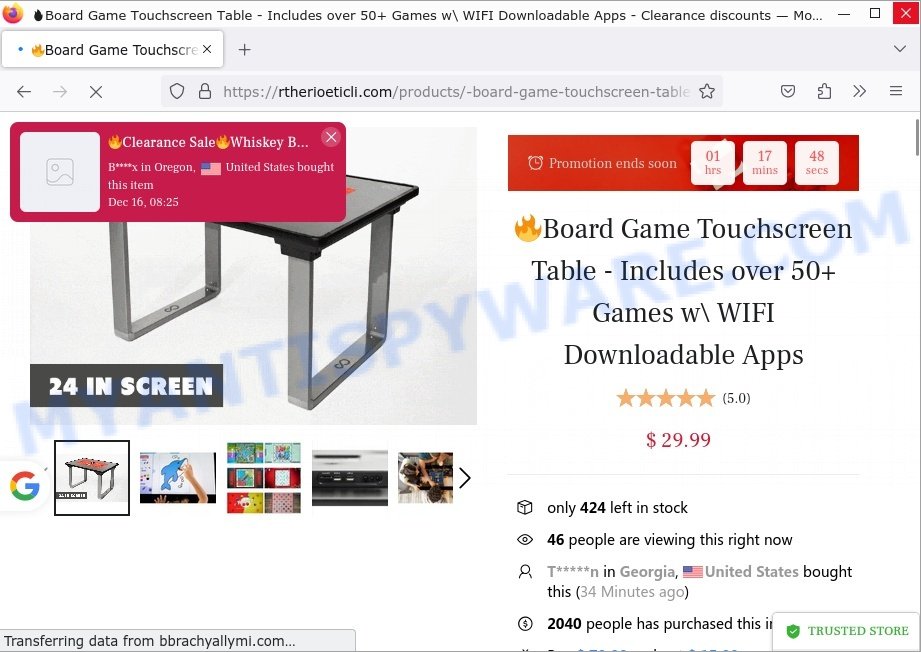 Rtherioeticli.com Board Game Touchscreen Table scam