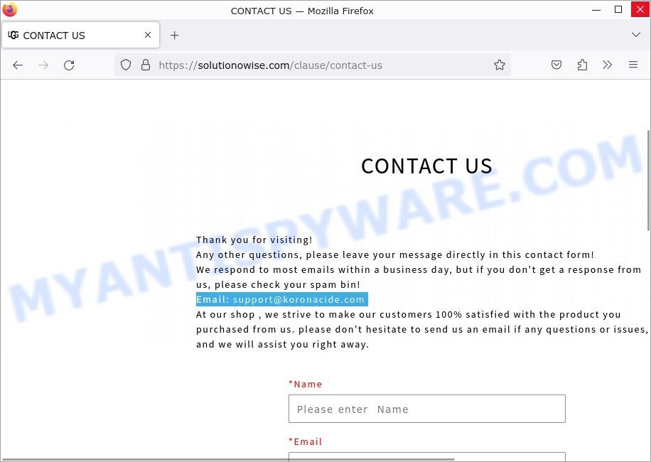 Solutionowise.com scam contacts