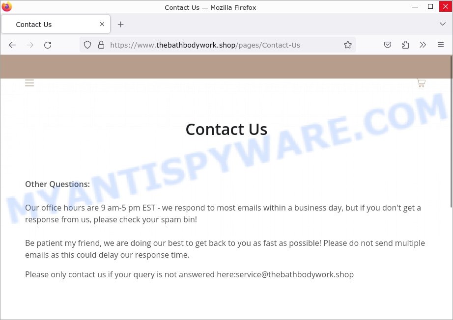 Thebathbodywork.shop scam contacts