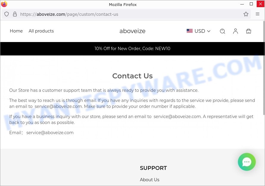 Aboveize.com scam contacts