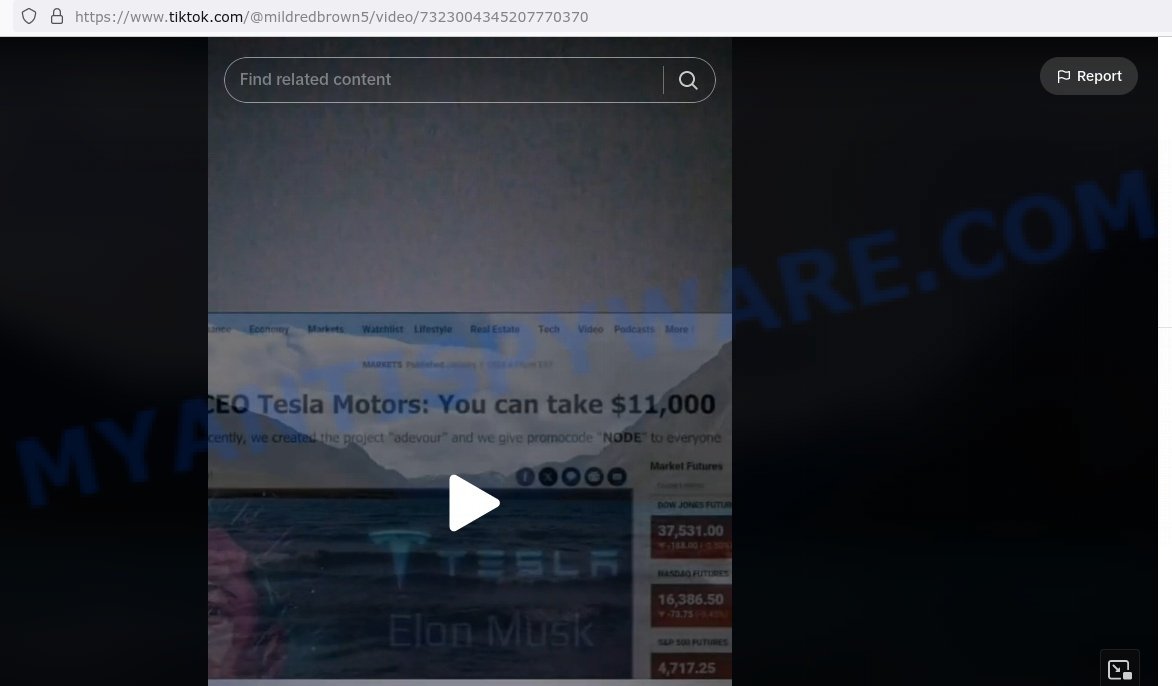 Adevour.com elon musk tesl bitcoin scam