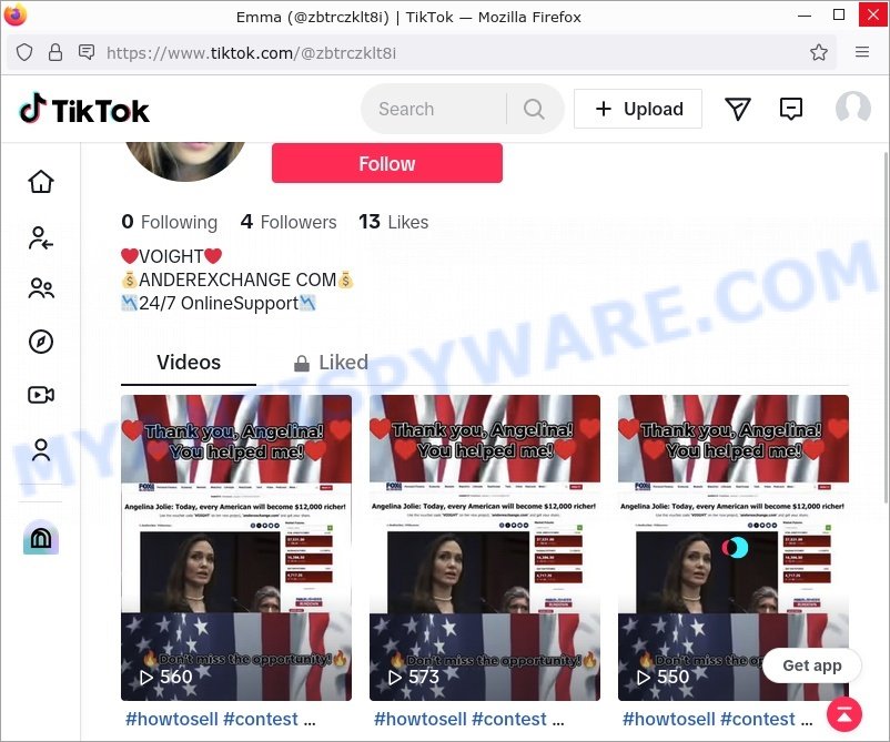 Anderexchange.com tiktok crypto scam