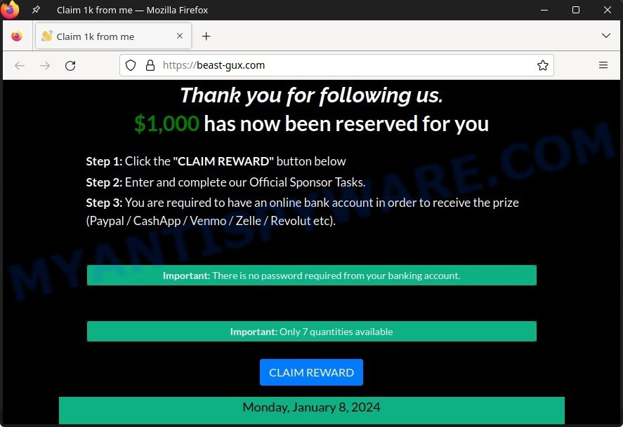 Beast-gux.com Claim 1k Scam