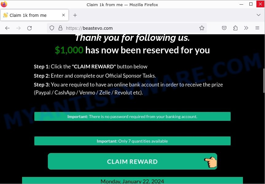 Beastevo.com 1000 Beast Promo scam