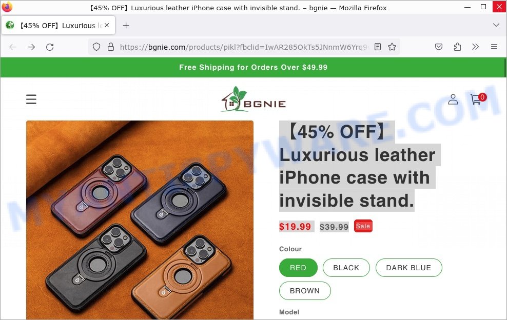 Bgnie.com Luxurious leather iPhone case with invisible stand scam