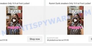 Da-outlets.com Dunk sneakers scam ads