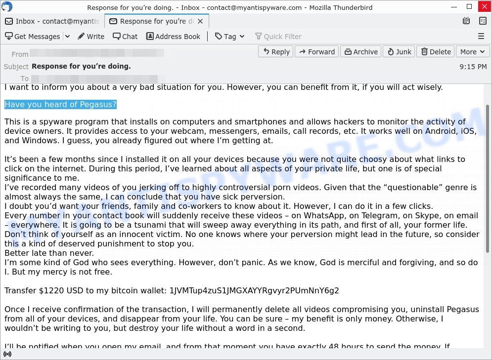 Have you heard about Pegasus Email Scam