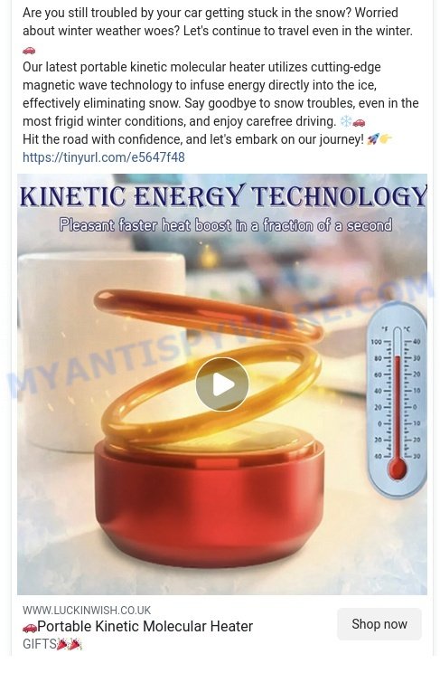 Portable Kinetic Molecular Heater scam ads 1