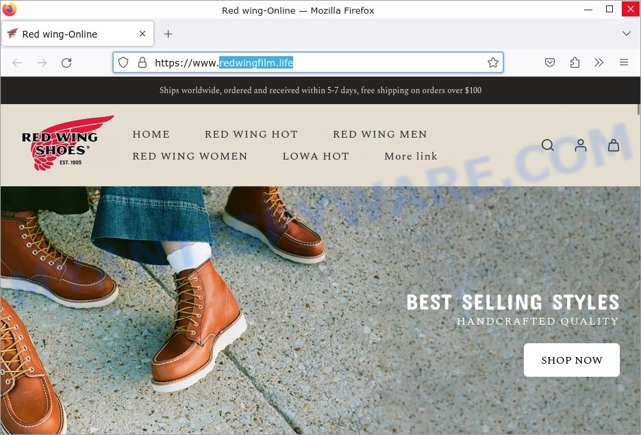 Redwingfilm.life Red Wing Shoes store scam store