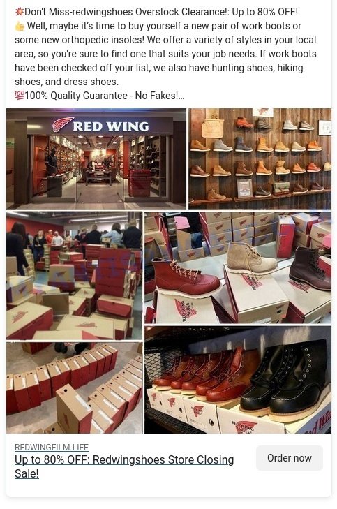 Redwingfilm.life Red Wing Shoes store scam