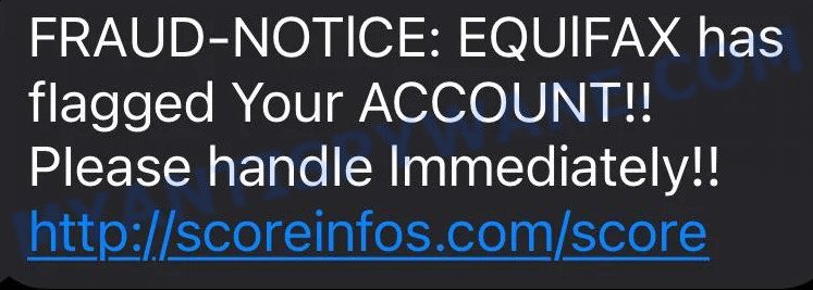 Scoreinfos.com scam text fake Equifax notice