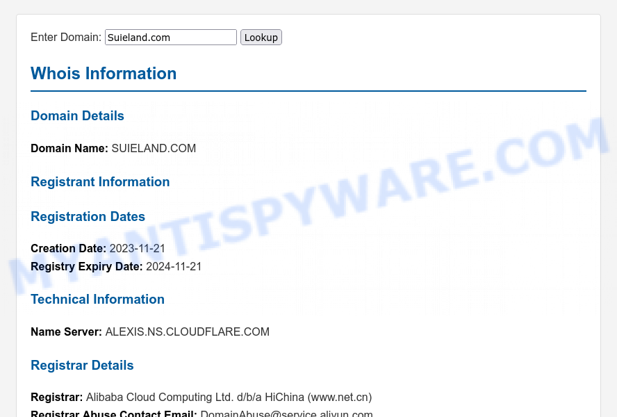 Suieland.com Store Scam fake Venum store WHOIS Lookup