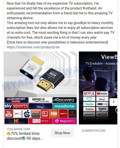 ViewBliss TV Streaming Device scam ads