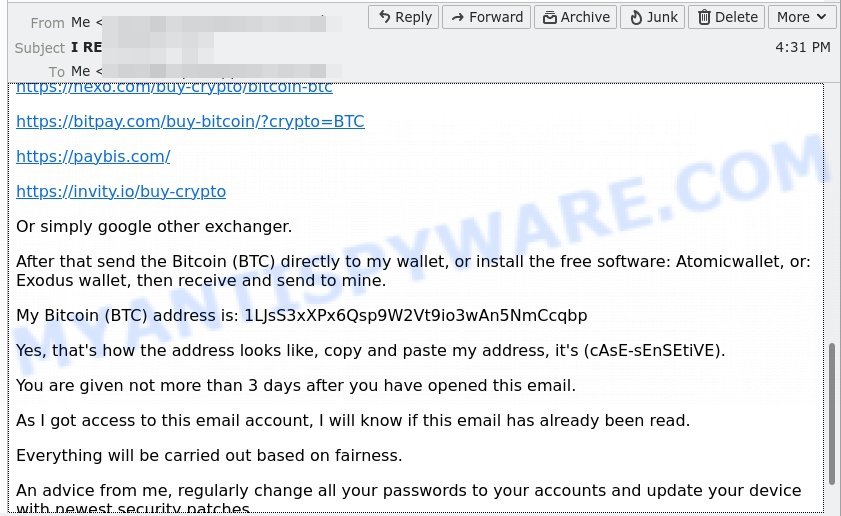 1LJsS3xXPx6Qsp9W2Vt9io3wAn5NmCcqbp bitcoin email scam