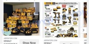 Arpentero.com DEWALT CLEARANCE sale scam ads