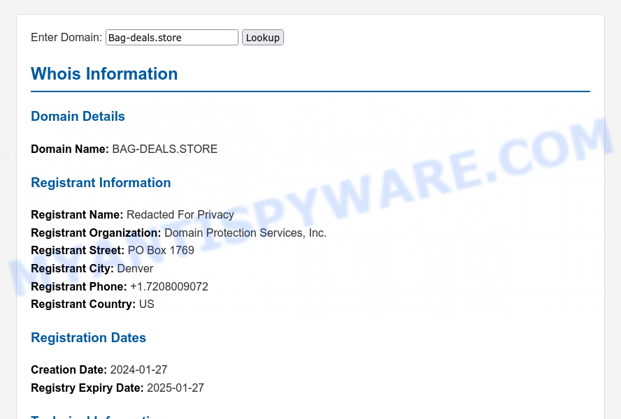 Bag-deals.store WHOIS Lookup