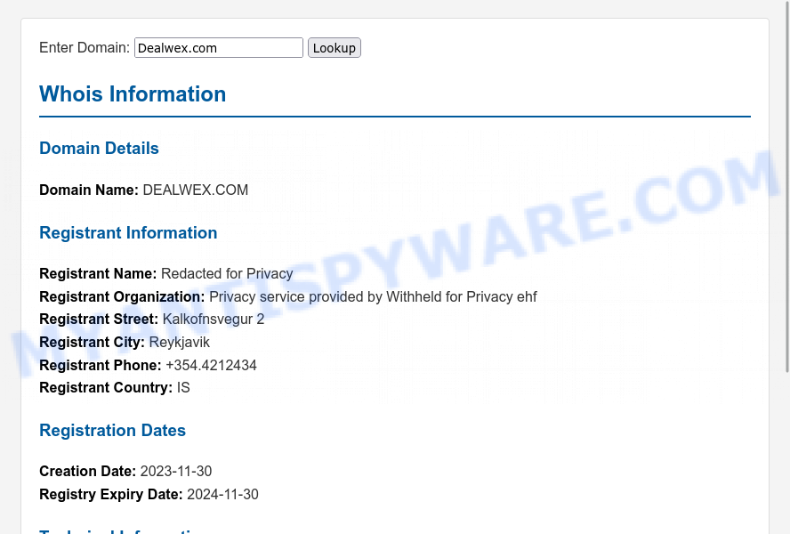 Dealwex.com WHOIS Lookup