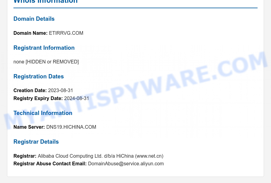 Etirrvg.com WHOIS Lookup