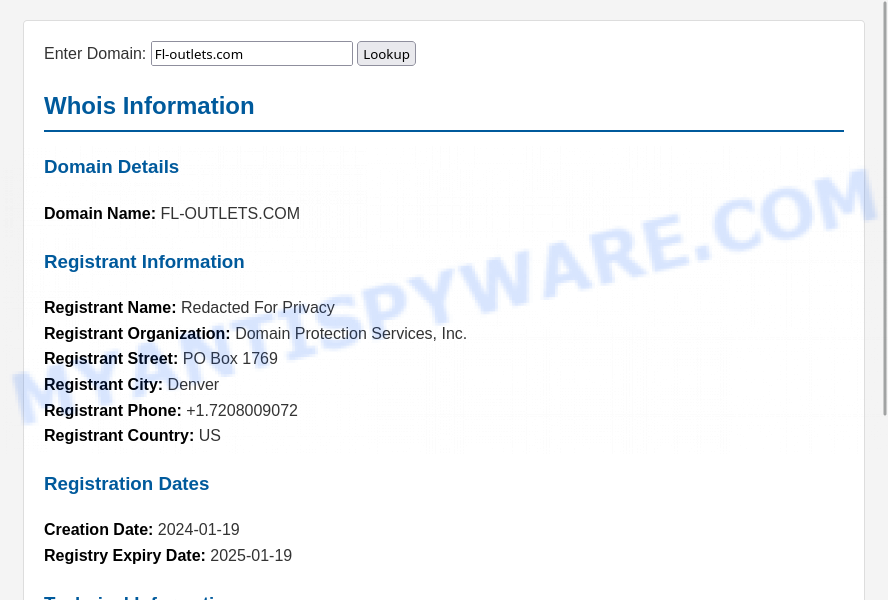 Fl-outlets.com WHOIS Lookup