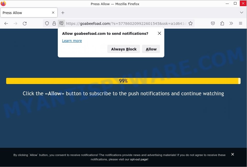 Goabeefoad.com click Allow scam