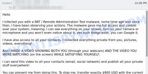 I infected you with a RAT Email Scam