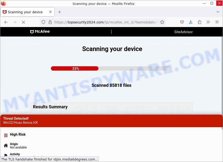 McAfee - Your Computer Is Infected With Viruses Scam fake antivirus scan