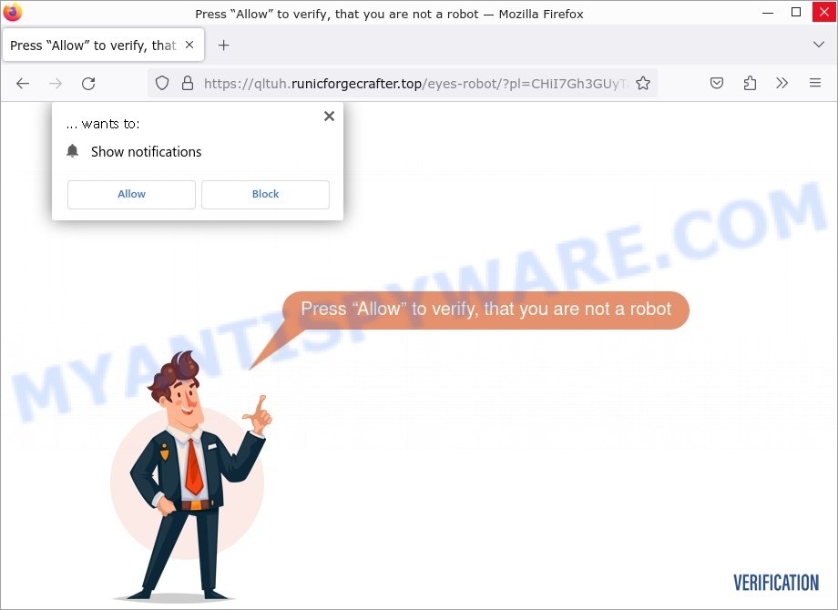 Runicforgecrafter.top click Allow scam