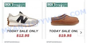 Sportgoodssale.com Dicks Warehouse Sale Scam ads