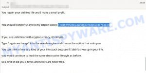 17aB5wwDJ6EGdzzMgp3Y5deKCrqe7ga3qR Bitcoin Email Scam